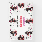 忍者スタイル子供のガーリー誕生日 横断幕 (縦)