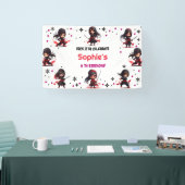 忍者スタイル子供のガーリー誕生日 横断幕 (トレードショー)