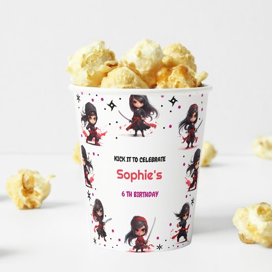 忍者スタイル子供のガーリー誕生日 紙コップ