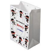 忍者スタイル子供の誕生日 ミディアムペーパーバッグ (正面アングル)