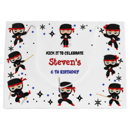 忍者スタイル子供の誕生日 ラージペーパーバッグ