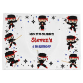 忍者スタイル子供の誕生日 ラージペーパーバッグ (裏面)