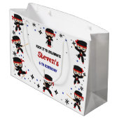 忍者スタイル子供の誕生日 ラージペーパーバッグ (裏面アングル)