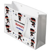 忍者スタイル子供の誕生日 ラージペーパーバッグ (正面アングル)