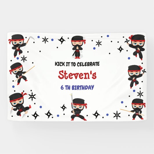 忍者スタイル子供の誕生日 横断幕 (横)