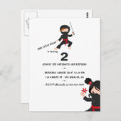 忍者テーマの誕生日パーティー ポストカード (正面/裏面)