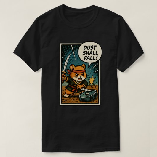 忍者ハムスター | 「塵も積もれば嵐となる!」 Tシャツ (デザイン正面)