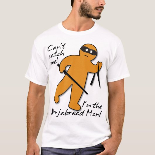 忍者パン忍者ジンジャーブレッドマン面白いTシャツ Tシャツ (正面)