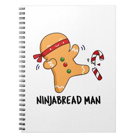 忍者パン Ninjabread Man の面白いジンジャーブレッドパンチ ノートブック (正面)
