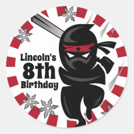 忍者パーソナライズされたサムライウォリアー誕生日 ラウンドシール