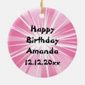 忍者パーソナライズされた豚オンピンク セラミックオーナメント (裏面)