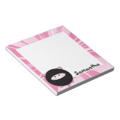 忍者パーソナライズされた豚オンピンク ノートパッド (アングル)