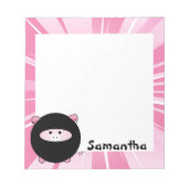 忍者パーソナライズされた豚オンピンク ノートパッド (正面)