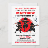 忍者パーティー誕生日の招待,空手 招待状 (正面)