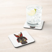 忍者フクロウ（赤緑と茶） コースター (右側)