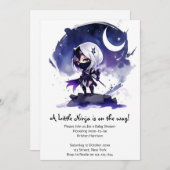 忍者ベビーシャワーアドベンチャー: Stealthy 招待状 (正面/裏面)