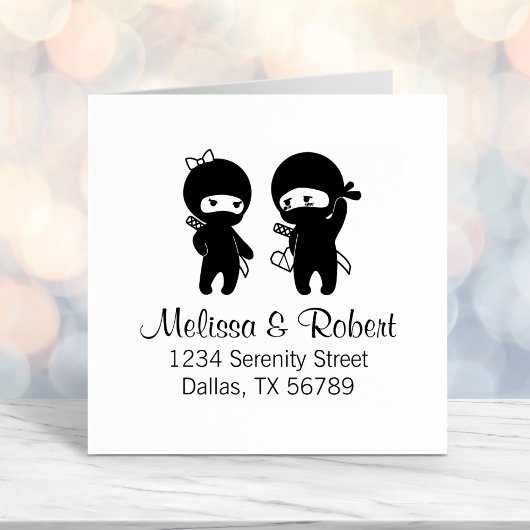 忍者ペア、少年と少女のアドレス セルフインキングスタンプ