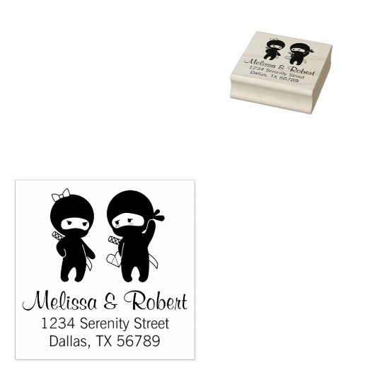 忍者ペア、少年と少女のアドレス ラバースタンプ (押印)