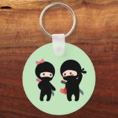 忍者ペア、少年と少女オングリーン キーホルダー (正面)