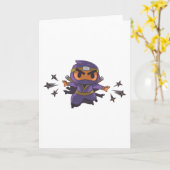 忍者ボーイ、かわいい忍者 カード (黄色い花)