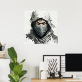 忍者ポートレートウォリア絵画ーの歴史的な冒険 ポスター (ホームオフィス)