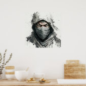 忍者ポートレートウォリア絵画ーの歴史的な冒険 ポスター (キッチン)