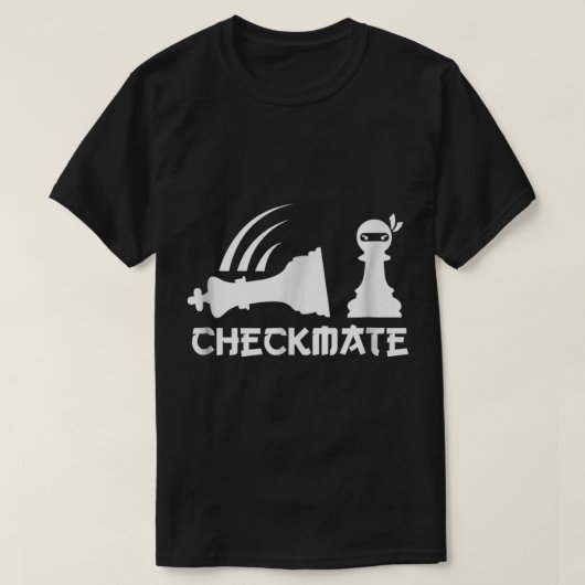 忍者ポーンのチェックメイト 面白いチェスアート Tシャツ (デザイン正面)