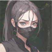 忍者マスク付き女性 シール (正面)