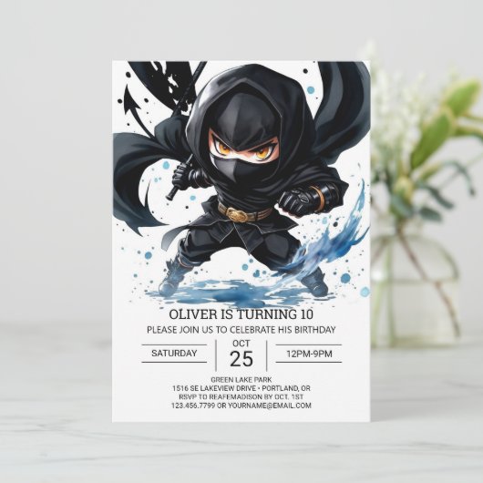 忍者モダン武術アーツ誕生日 招待状 (スタンド正面)