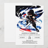 忍者モダン武術アーツ誕生日 招待状 (正面/裏面)