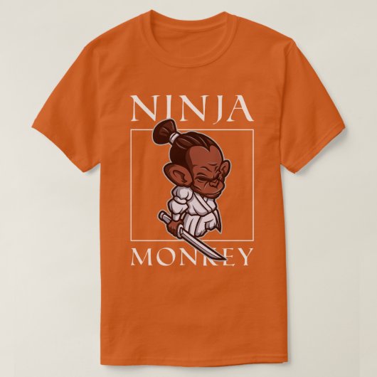 忍者モンキーおもしろい忍者戦士しのび Tシャツ (デザイン正面)