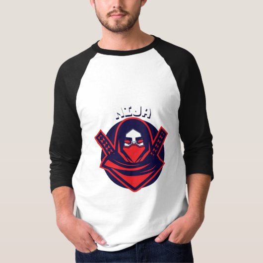 忍者ロゴ - 勇敢な戦士のエンブレム Tシャツ (正面)