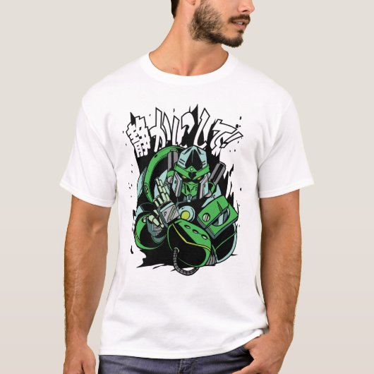 忍者ロボット日本のスタイルTシャツ設計 Tシャツ (正面)