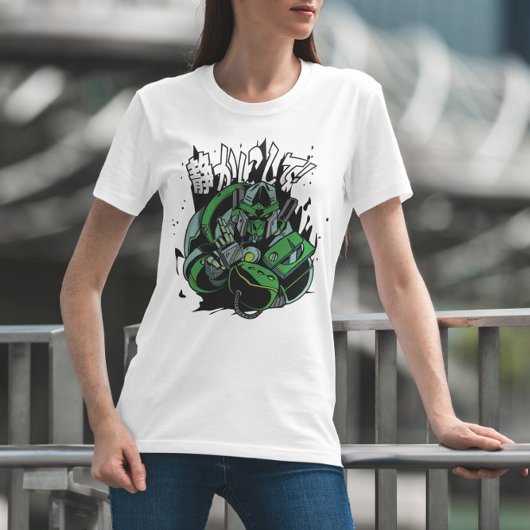 忍者ロボット日本のスタイルTシャツ設計 Tシャツ