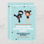 忍者体操ツインバースデーパーティーへの招待 招待状 (正面/裏面)