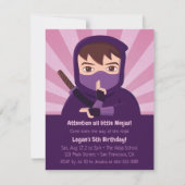忍者修行 忍術 子供 誕生日パーティー 招待状 (正面)
