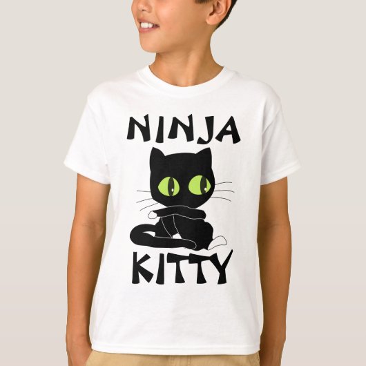 忍者子猫おもしろいCAT KIDS BOYS Tシャツ (正面)