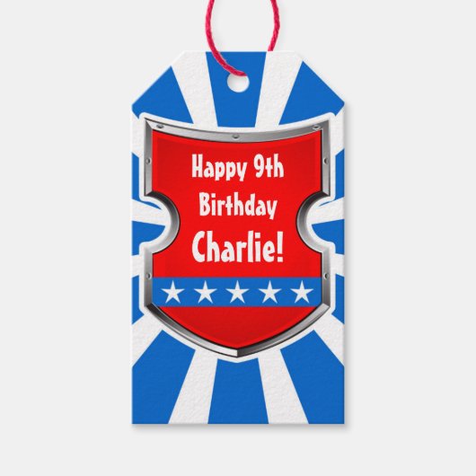 忍者愛国戦士ボーイズ子供の誕生日パーティー ギフトタグ (正面)