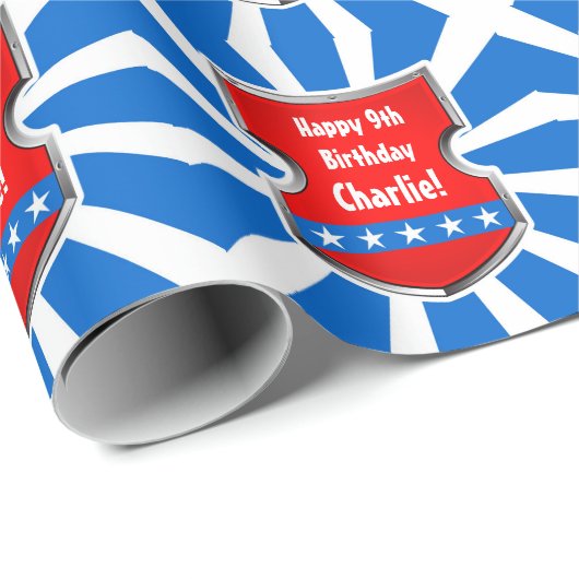 忍者愛国戦士ボーイズ子供の誕生日パーティー ラッピングペーパー (ロールコーナー)