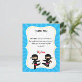 忍者感謝カード - 戦士の子供の誕生日パーティー サンキューカード (スタンド正面)