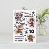 忍者戦士の動物の誕生日パーティー 招待状 (スタンド正面)