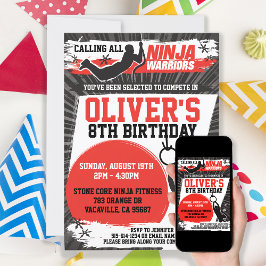 忍者戦士の空手キッドバースデーパーティー 招待状