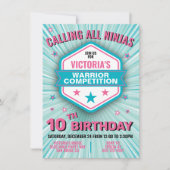 忍者戦士の誕生日パーティーガール 招待状 (正面)