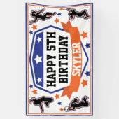 忍者戦士ガールズバースデーパーティーブルー&オレンジ 横断幕 (縦)