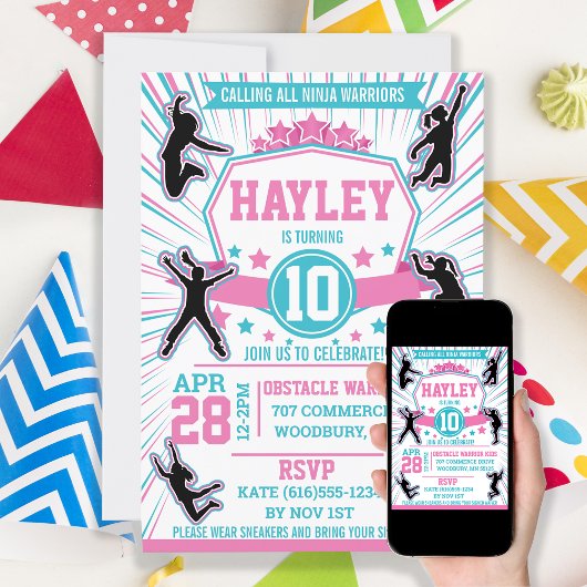 忍者戦士ガールズバースデーパーティー障害コース 招待状