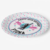 忍者戦士ガールズピンクとティール(緑がかった色)誕生日パーティー ペーパープレート (アングル)