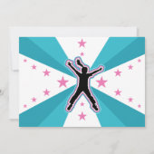 忍者戦士ガールズピンクティール(緑がかった色)誕生日写真 招待状 (裏面)