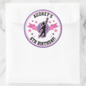 忍者戦士ガールズピンクパープル誕生日 ラウンドシール (バッグ)