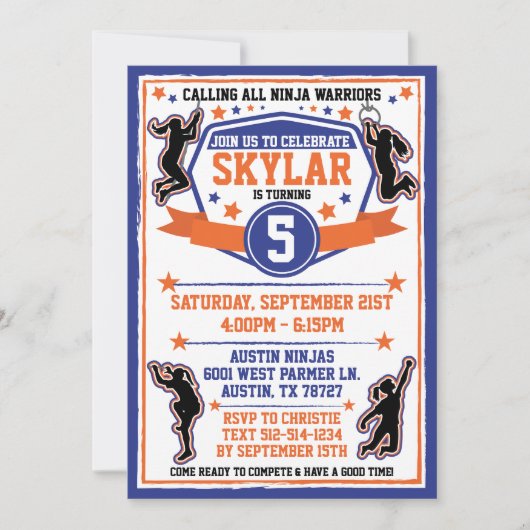 忍者戦士ガールズブルー&オレンジバースデーパーティー 招待状 (正面)