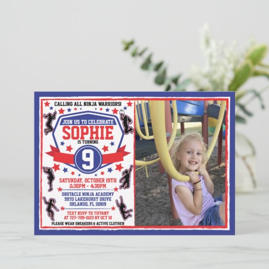 忍者戦士ガールズ誕生日写真 招待状 (スタンド正面)